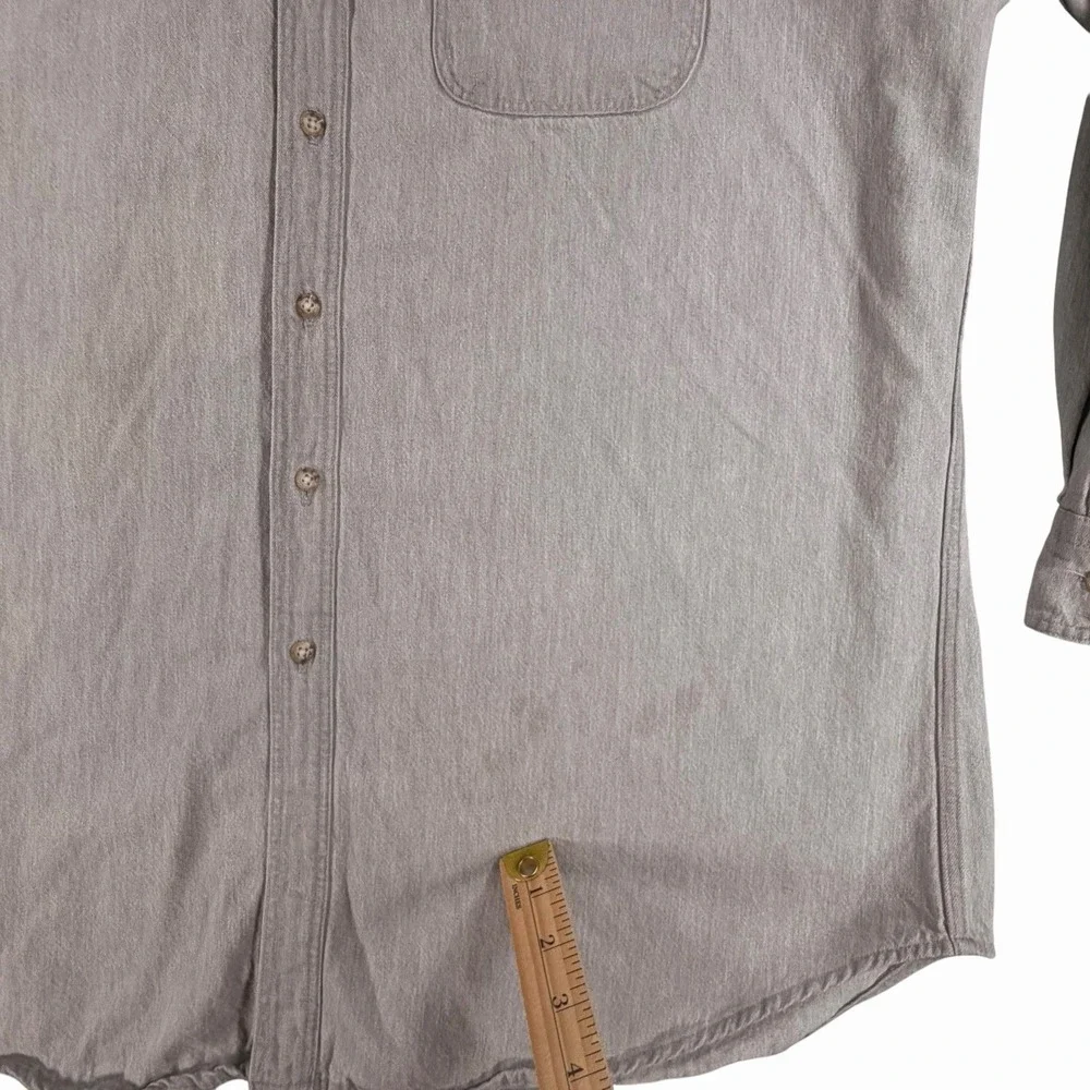 Vintage WOOLRICH Shirt‎ XL Mens Gray Chambray Button Up Barn Heavy Outdoor USA